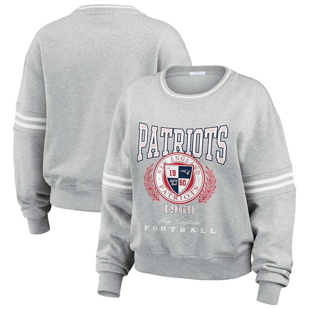 New England Patriots WEAR by Erin Andrews Women's Pullover Sweatshirt - Heather Gray Pullover