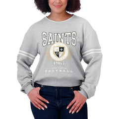 New Orleans Saints WEAR by Erin Andrews Women's Cropped Pullover Sweatshirt - Heather Gray Pullover