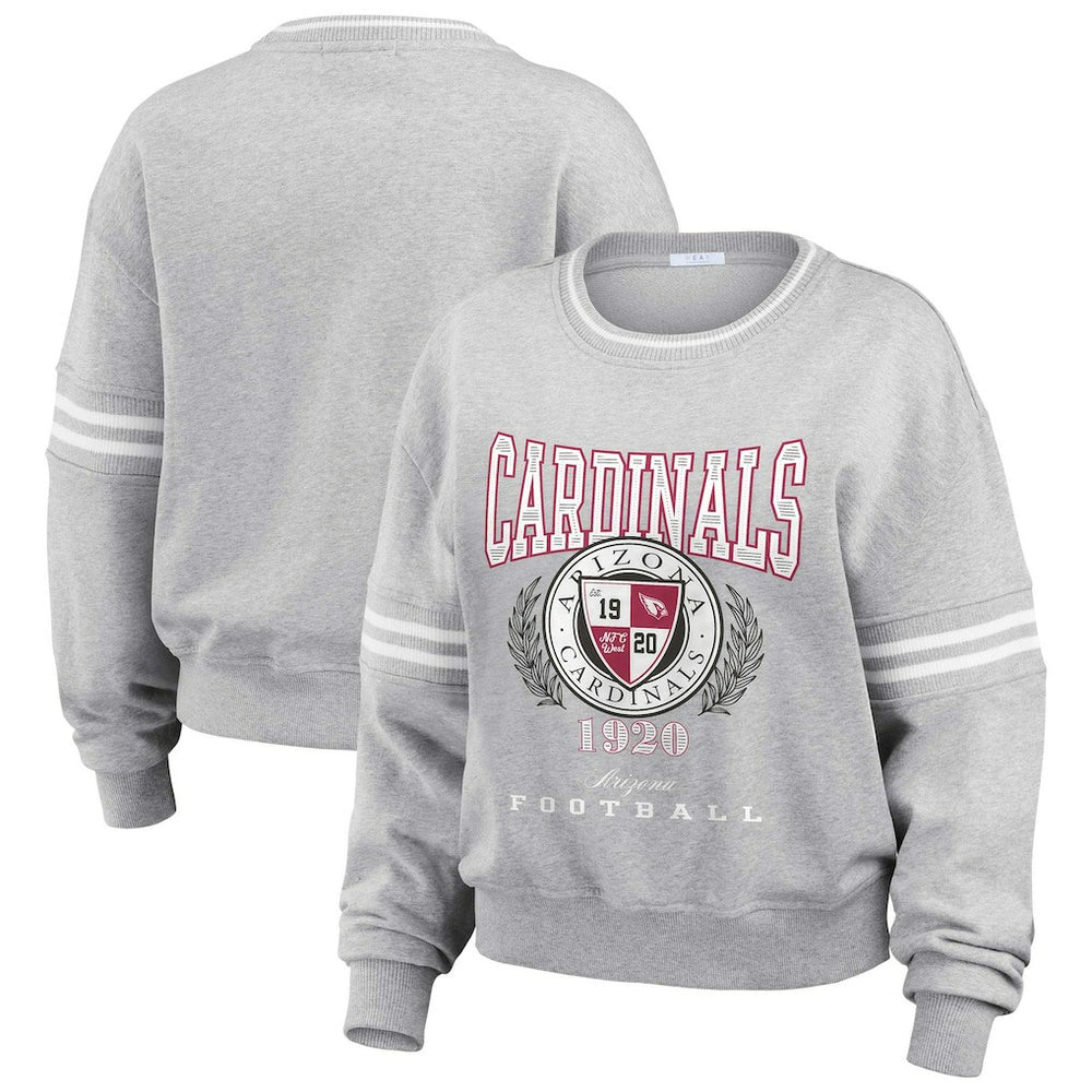 Arizona Cardinals WEAR by Erin Andrews Women's Cropped Pullover Sweatshirt - Heather Gray Pullover