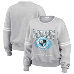 Carolina Panthers WEAR by Erin Andrews Women's Cropped Pullover Sweatshirt - Heather Gray Pullover