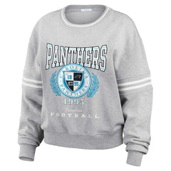 Carolina Panthers WEAR by Erin Andrews Women's Cropped Pullover Sweatshirt - Heather Gray Pullover