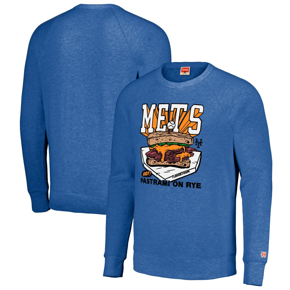New York Mets MLB x Guy Fieri’s Flavortown Unisex Tri-Blend Pullover Sweatshirt - Royal Pullover