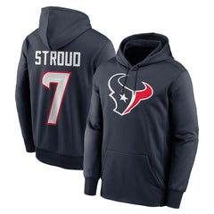 C.J. Stroud Houston Texans Player Name & Number Therma Hoodie - Navy Hoodies