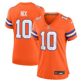 Bo Nix Denver Broncos Women's Mile High Collection 1977 Throwback Player Game Jersey - Orange Jerseys