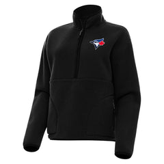Toronto Blue Jays Antigua Women's Figure Half-Zip Sweatshirt - Black Sweatshirts