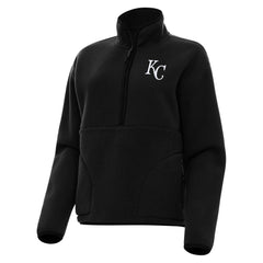 Kansas City Royals Antigua Women's Figure Half-Zip Sweatshirt - Black Sweatshirts