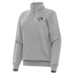 Toronto Blue Jays Antigua Women's Victory Quarter-Zip Sweatshirt - Heather Gray Sweatshirts