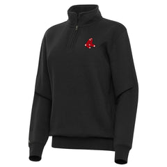 Boston Red Sox Antigua Women's Victory Quarter-Zip Sweatshirt - Black Sweatshirts