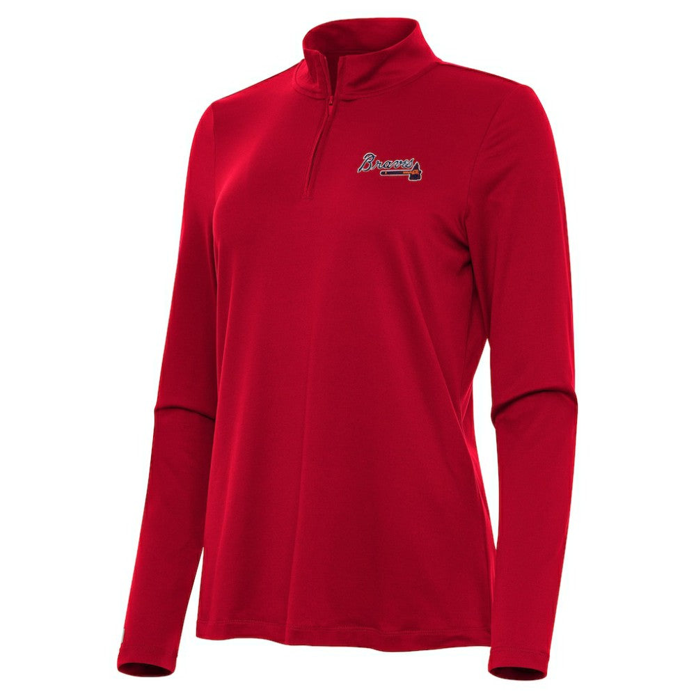 Atlanta Braves Antigua Women's Reprocess Quarter-Zip Top - Red Tops
