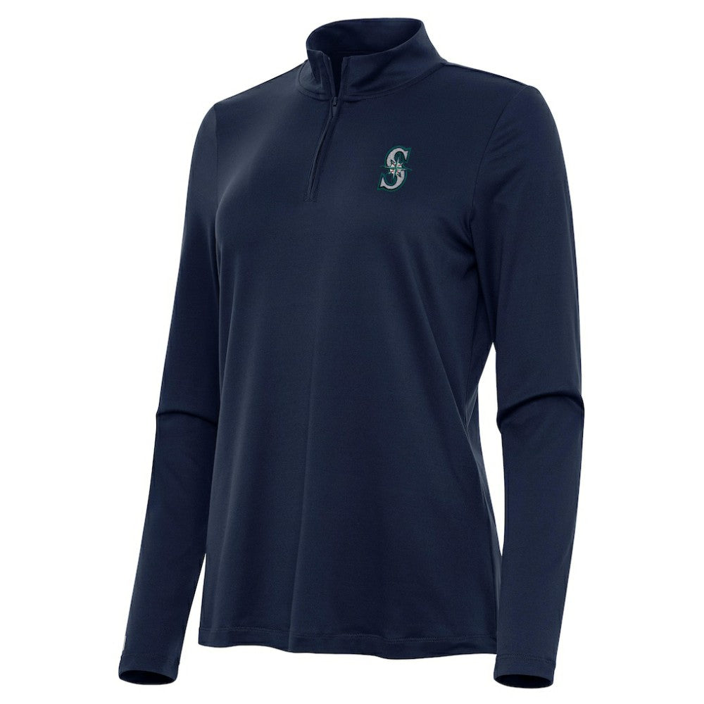 Seattle Mariners Antigua Women's Reprocess Quarter-Zip Top - Navy Tops