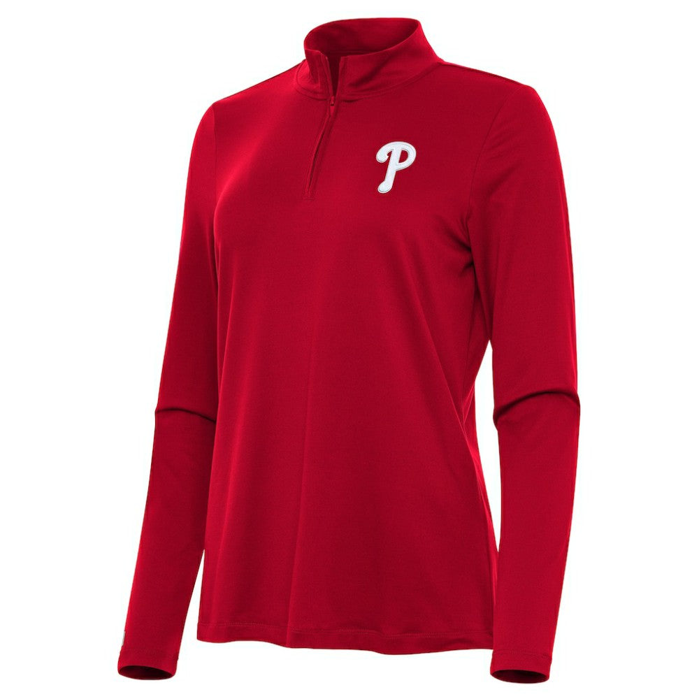 Philadelphia Phillies Antigua Women's Reprocess Quarter-Zip Top - Red Tops