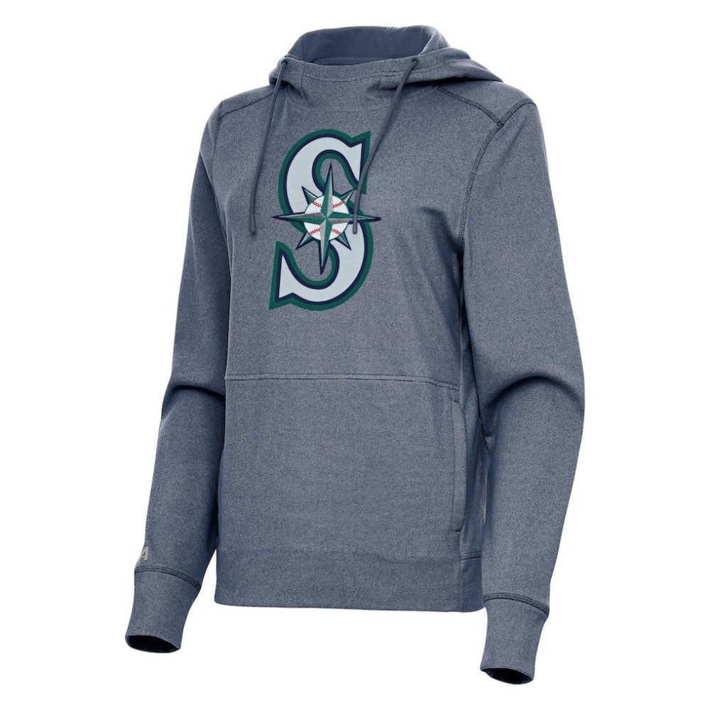 Seattle Mariners Antigua Women's Justice Pullover Hoodie - Heather Navy Hoodies
