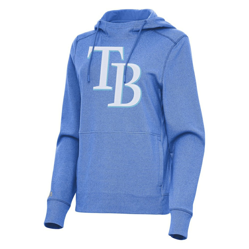 Tampa Bay Rays Antigua Women's Justice Pullover Hoodie - Heather Light Blue Hoodies
