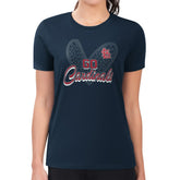 St. Louis Cardinals G-III 4Her by Carl Banks Women's Super-Slim Fit Lightweight Leopard Heart T-Shirt - Navy T-shirts