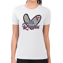 Texas Rangers G-III 4Her by Carl Banks Women's Super-Slim Fit Lightweight Leopard Heart T-Shirt - White T-shirts