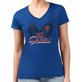 Philadelphia Phillies G-III 4Her by Carl Banks Women's Super-Slim Fit Lightweight Leopard Heart V-Neck T-Shirt - Royal T-shirts