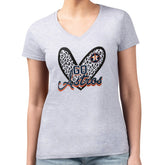 Houston Astros G-III 4Her by Carl Banks Women's Super-Slim Fit Lightweight Leopard Heart V-Neck T-Shirt - Heather Gray T-shirts