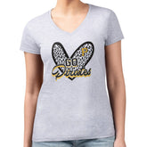 Pittsburgh Pirates G-III 4Her by Carl Banks Women's Super-Slim Fit Lightweight Leopard Heart V-Neck T-Shirt - Heather Gray T-shirts