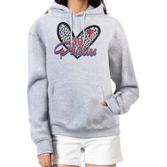 Philadelphia Phillies G-III 4Her by Carl Banks Women's Leopard Heart Pullover Hoodie - Heather Gray Hoodies