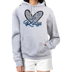 Tampa Bay Rays G-III 4Her by Carl Banks Women's Leopard Heart Pullover Hoodie - Heather Gray Hoodies