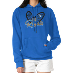 Kansas City Royals G-III 4Her by Carl Banks Women's Leopard Heart Pullover Hoodie - Royal Hoodies