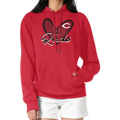 Cincinnati Reds G-III 4Her by Carl Banks Women's Leopard Heart Pullover Hoodie - Red Hoodies