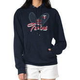 Minnesota Twins G-III 4Her by Carl Banks Women's Leopard Heart Pullover Hoodie - Navy Hoodies