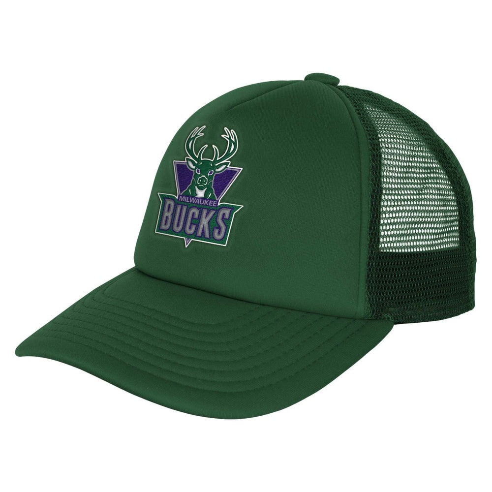 Milwaukee Bucks Youth Core Evergreen Trucker Adjustable Hat Hunter Green - Mitchell & Ness