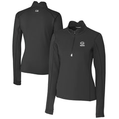 Green Bay Packers Cutter & Buck Women's Traverse Stretch DryTec Quarter-Zip Top - Black Tops