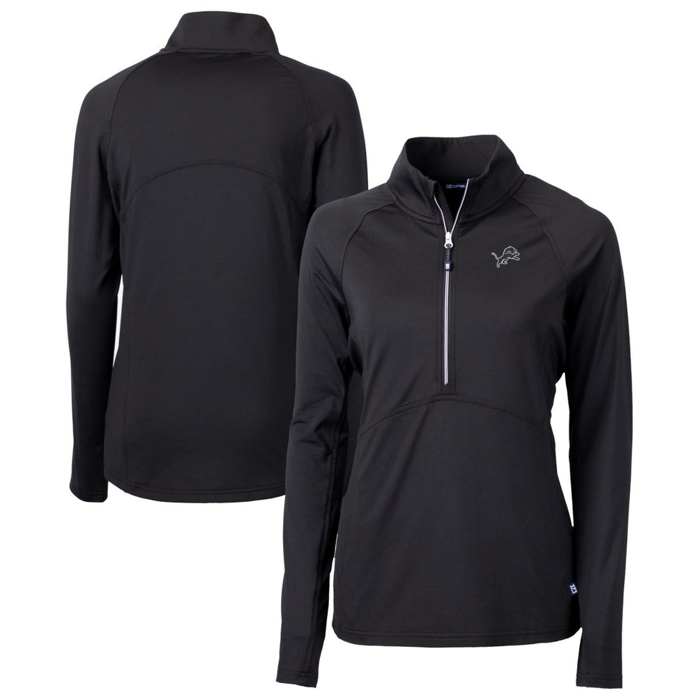 Detroit Lions Cutter & Buck Women's Adapt Eco Knit Stretch Recycled Half-Zip Pullover Top - Black Pullover