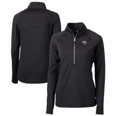 Jacksonville Jaguars Cutter & Buck Women's Adapt Eco Knit Stretch Recycled Half-Zip Pullover Top - Black Pullover