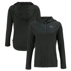 Denver Broncos Cutter & Buck Women's Coastline Epic Comfort Eco Recycled Long Sleeve Hoodie T-Shirt - Black Hoodies
