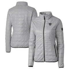 Las Vegas Raiders Cutter & Buck Women's Rainier PrimaLoft Eco Insulated Full-Zip Puffer Jacket - Gray Jackets