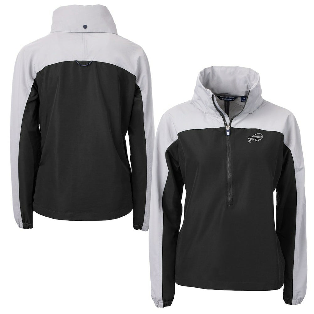Buffalo Bills Cutter & Buck Women's Charter Eco Recycled Half-Zip Hoodie Anorak Jacket - Black Hoodies