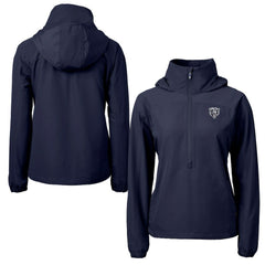 Chicago Bears Cutter & Buck Women's Charter Eco Recycled Half-Zip Hoodie Anorak Jacket - Navy Hoodies