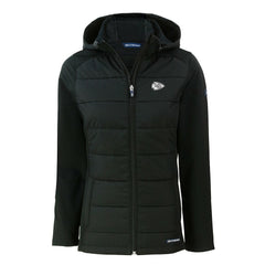Kansas City Chiefs Cutter & Buck Women's Evoke Hybrid Eco Softshell Recycled Full-Zip Hoodie Jacket - Black Hoodies