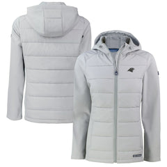 Carolina Panthers Cutter & Buck Women's Evoke Hybrid Eco Softshell Recycled Full-Zip Hoodie Jacket - Gray Hoodies