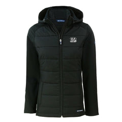 Cincinnati Bengals Cutter & Buck Women's Evoke Hybrid Eco Softshell Recycled Full-Zip Hoodie Jacket - Black Hoodies