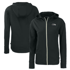 Seattle Seahawks Cutter & Buck Women's Daybreak Eco Recycled Full-Zip Hoodie - Black Hoodies