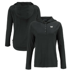 Washington Commanders Cutter & Buck Women's Coastline Epic Comfort Eco Recycled Long Sleeve Hoodie T-Shirt - Black Hoodies