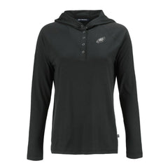 Philadelphia Eagles Cutter & Buck Women's Coastline Epic Comfort Eco Recycled Long Sleeve Hoodie T-Shirt - Black Hoodies
