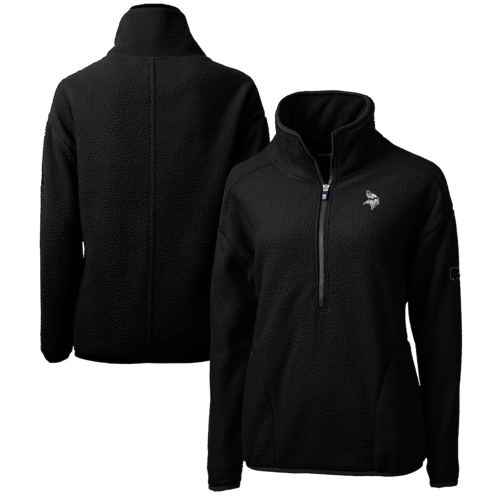 Minnesota Vikings Cutter & Buck Women's Cascade Eco Sherpa Fleece Half-Zip Jacket - Black Jackets
