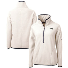 New England Patriots Cutter & Buck Women's Cascade Eco Sherpa Fleece Half-Zip Jacket - Oatmeal Jackets