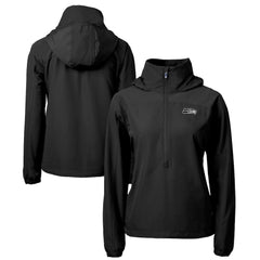 Seattle Seahawks Cutter & Buck Women's Charter Eco Recycled Half-Zip Hoodie Anorak Jacket - Black Hoodies