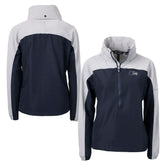 Seattle Seahawks Cutter & Buck Women's Charter Eco Recycled Half-Zip Hoodie Anorak Jacket - College Navy Hoodies