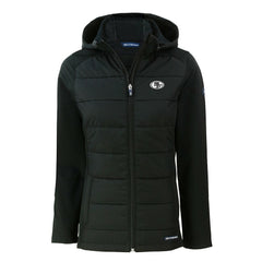 San Francisco 49ers Cutter & Buck Women's Evoke Hybrid Eco Softshell Recycled Full-Zip Hoodie Jacket - Black Hoodies