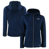 Seattle Seahawks Cutter & Buck Women's Evoke Eco Softshell Recycled Full-Zip Hoodie Jacket - College Navy Hoodies