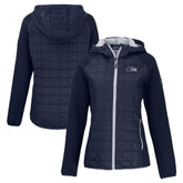 Seattle Seahawks Cutter & Buck Women's Rainier PrimaLoft Eco Hybrid Full-Zip Hoodie Jacket - College Navy Hoodies