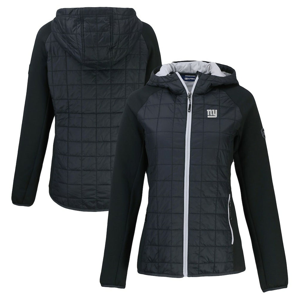 New York Giants Cutter & Buck Women's Rainier PrimaLoft Eco Hybrid Full-Zip Hoodie Jacket - Black Hoodies