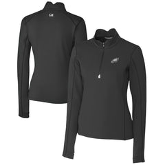 Philadelphia Eagles Cutter & Buck Women's Traverse Stretch DryTec Quarter-Zip Top - Black Tops